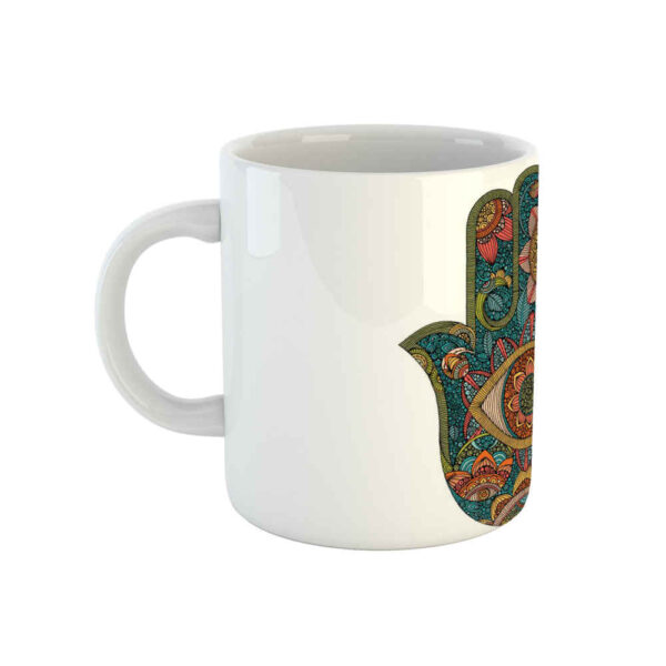 Islamic Ceramic Coffee Mug - Hamsa & Evil Eye Pattern
