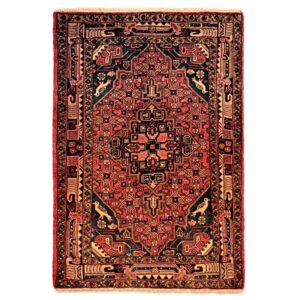 Hand-Knotted Hamadan Style Persian Rug Red Garden