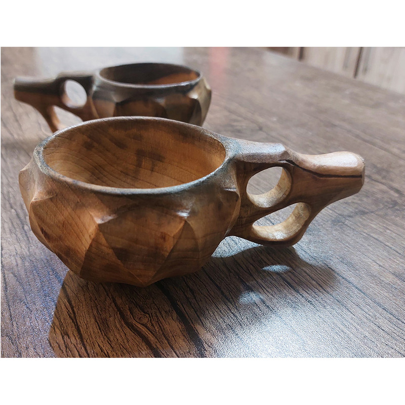 Rustic Wooden Cup – Handcrafted Camping Cup Model Dimond