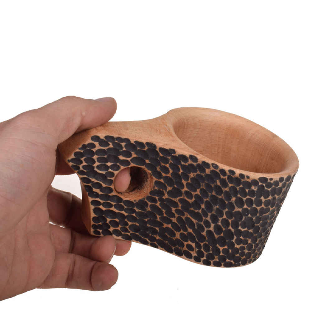 Rustic Wooden Cup – Handcrafted Camping Cup Model Jungle
