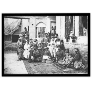 Persian Black and White PVC Print with Frame – Ghajarieh Wall Art