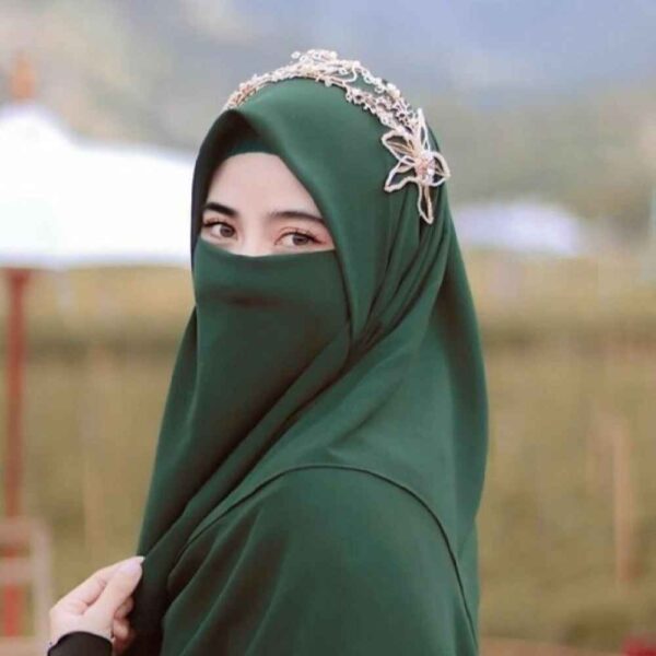 Hunter Green Islamic Square Scarf & Niqab Set for Women