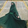 Hunter Green Islamic Square Scarf & Niqab Set for Women