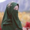 Hunter Green Islamic Square Scarf & Niqab Set for Women