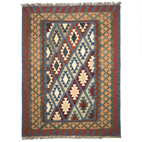 Authentic Persian Wool Kilim Rug Traditionally Handwoven in Firuzabad Geometric