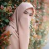 Light Brown Islamic Crepe Scarf & Half Niqab Set for Women