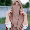 Light Brown Islamic Crepe Scarf & Half Niqab Set for Women