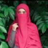 Magenta Islamic Crepe Square Scarf & Niqab Set for Women