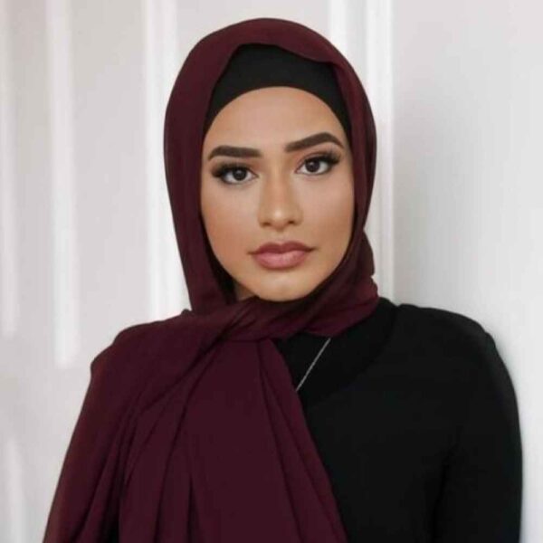 Maroon Chiffon Shayla Hijab for Muslim Women