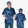 Men's Blue Nursing Uniform – Top & Cap Set
