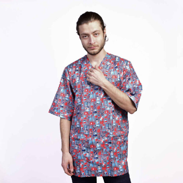 Men's Gray Surgical Scrub Top & Cap Set – Sleek & Practical