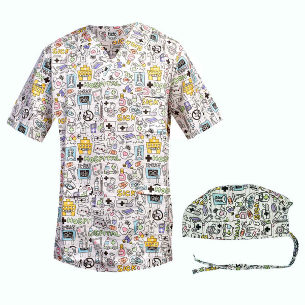 Men's Hospital Medical Scrub Top & Cap Set – Professional & Durable