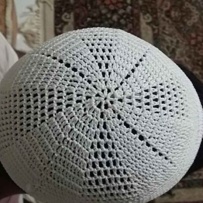 White Turkish Kufi Taqiyah – Traditional Muslim Cotton Hat