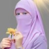 Lilac Muslim Crepe Scarf & Half Niqab Set for Women