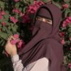 Brown Muslim Square Scarf & Niqab Set for Women