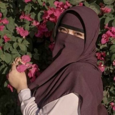 Brown Muslim Square Scarf & Niqab Set for Women