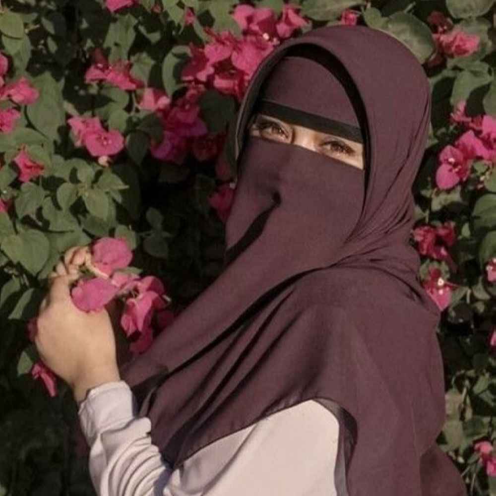 Brown Muslim Square Scarf & Niqab Set for Women