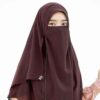 Brown Muslim Square Scarf & Niqab Set for Women