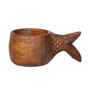 Rustic Wooden Cup – Handcrafted Camping Cup Model Fish