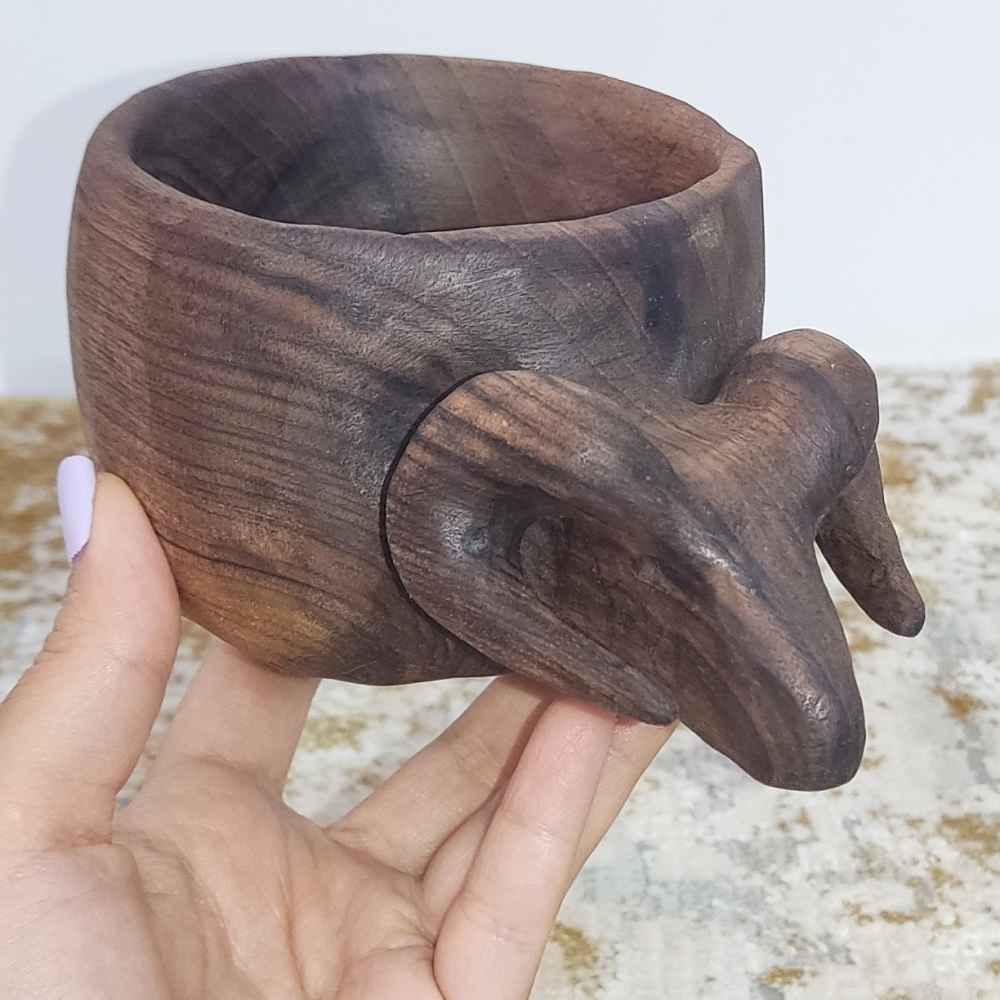 Rustic Wooden Cup – Handcrafted Camping Cup Model Buffalo
