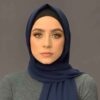 Navy Blue Chiffon Shayla Hijab for Muslim Women