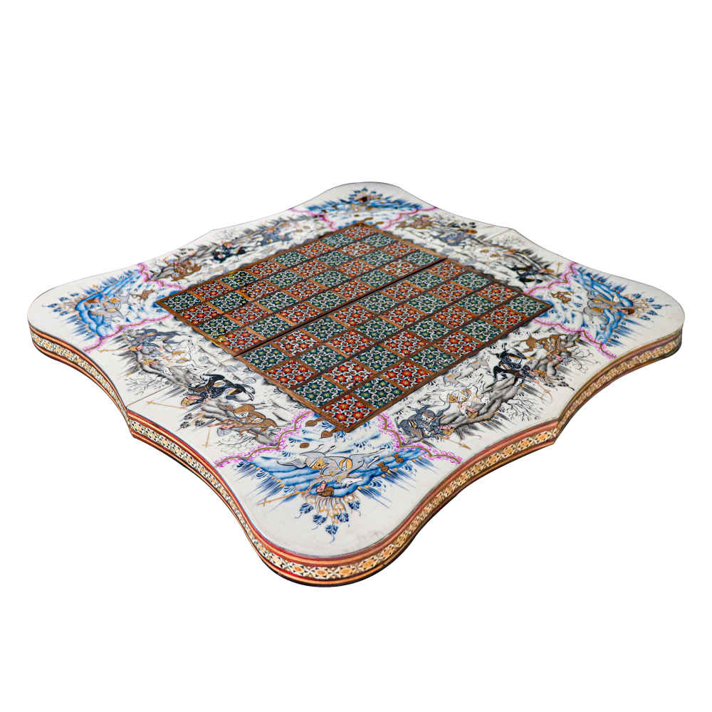 Persian Inlaid Wooden Marquetry Chess Board Model Chovgan