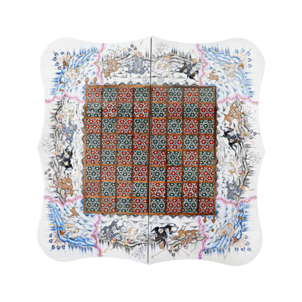 Persian Inlaid Wooden Marquetry Chess Board Model Chovgan