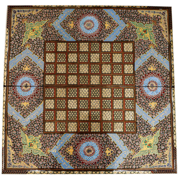 Persian Inlaid Wooden Marquetry Chess Board Model Traditional