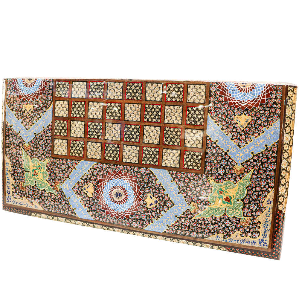 Persian Inlaid Wooden Marquetry Chess Board Model Traditional