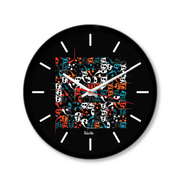 Persian Print Desk Clock Round with Calligraphy Alphabet