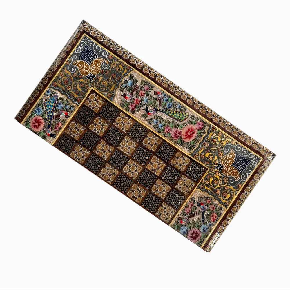 Persian Inlaid Wooden Marquetry Chess Board Model Laya
