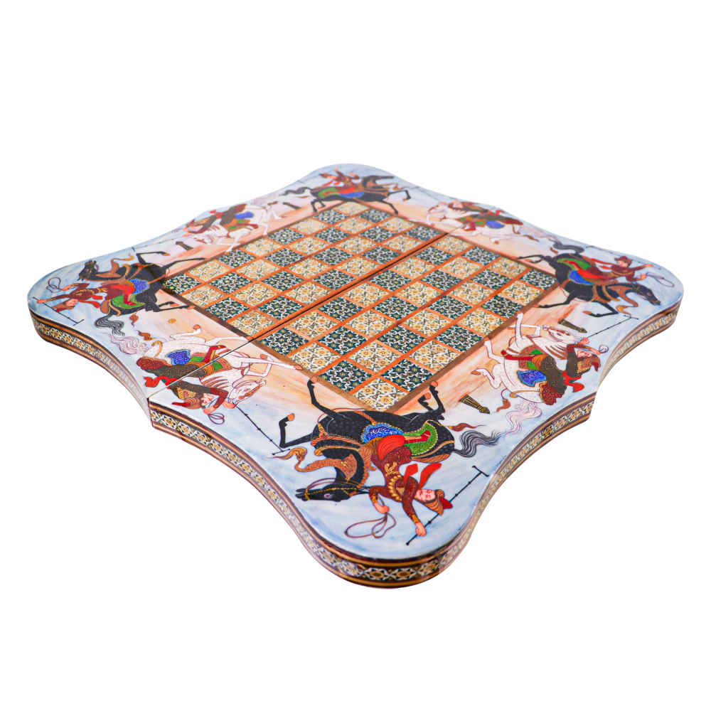 Persian Inlaid Wooden Marquetry Chess Board Model Chowgan