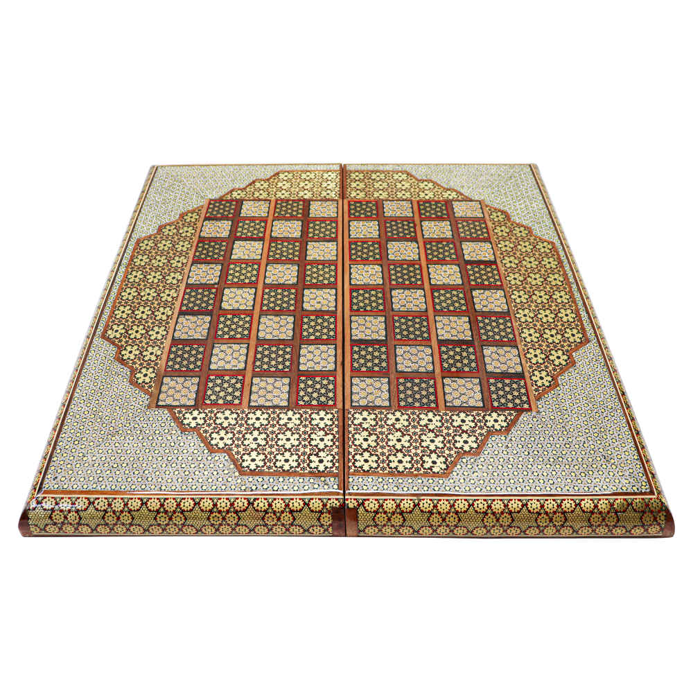 Persian Inlaid Wooden Marquetry Chess Board Model Saltanat