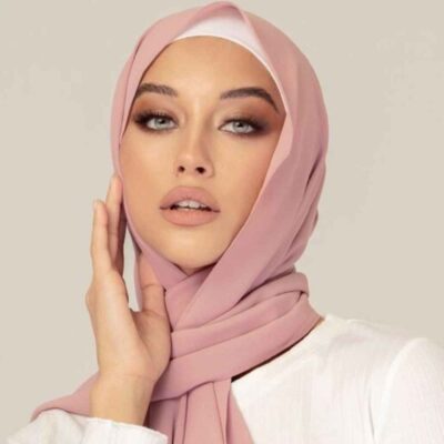 Pink Chiffon Shayla Hijab for Muslim Women