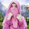 Pink Islamic Square Scarf & Half Niqab Set for Women
