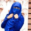Royal Blue Islamic Square Scarf & Half Niqab Set for Women