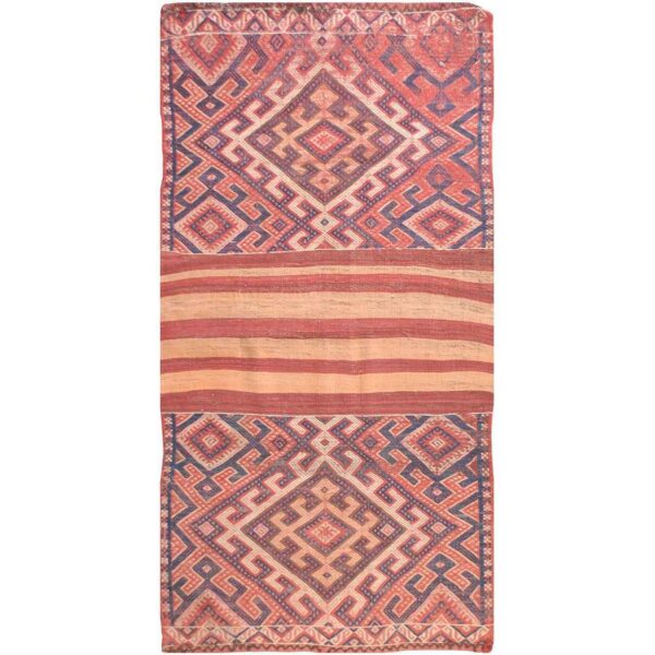 Second Hand Persian Wool Kilim Rug Handwoven Model Heris