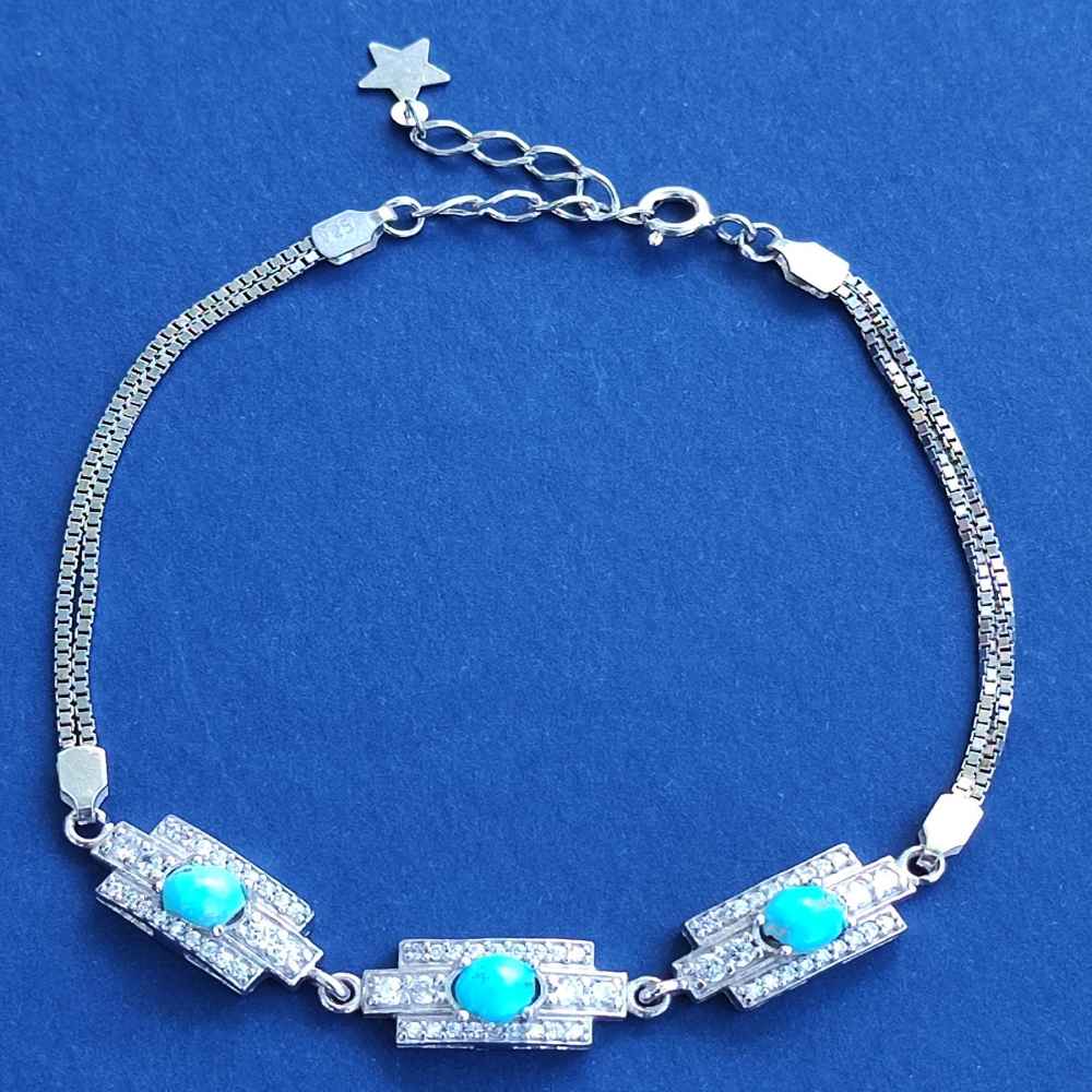 Silver Bracelet with Turquoise Gemstone for Women Dara