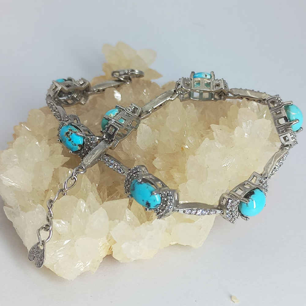 Silver Bracelet with Turquoise Gemstone for Women Laya