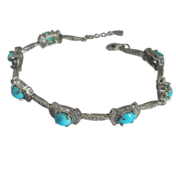 Silver Bracelet with Turquoise Gemstone for Women Laya