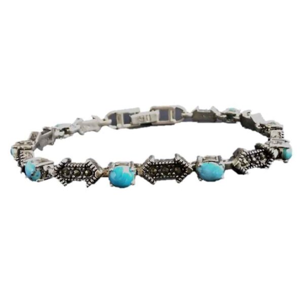 Silver Bracelet with Turquoise Gemstone for Women Ladan