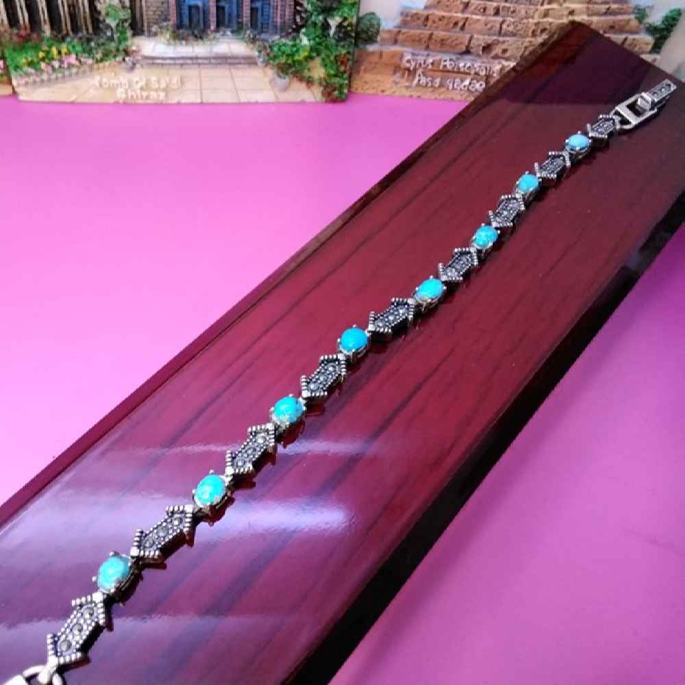 Silver Bracelet with Turquoise Gemstone for Women Ladan