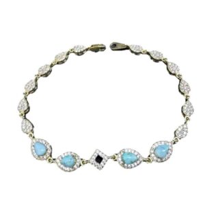 Silver & Turquoise Link Bracelet Model Mana