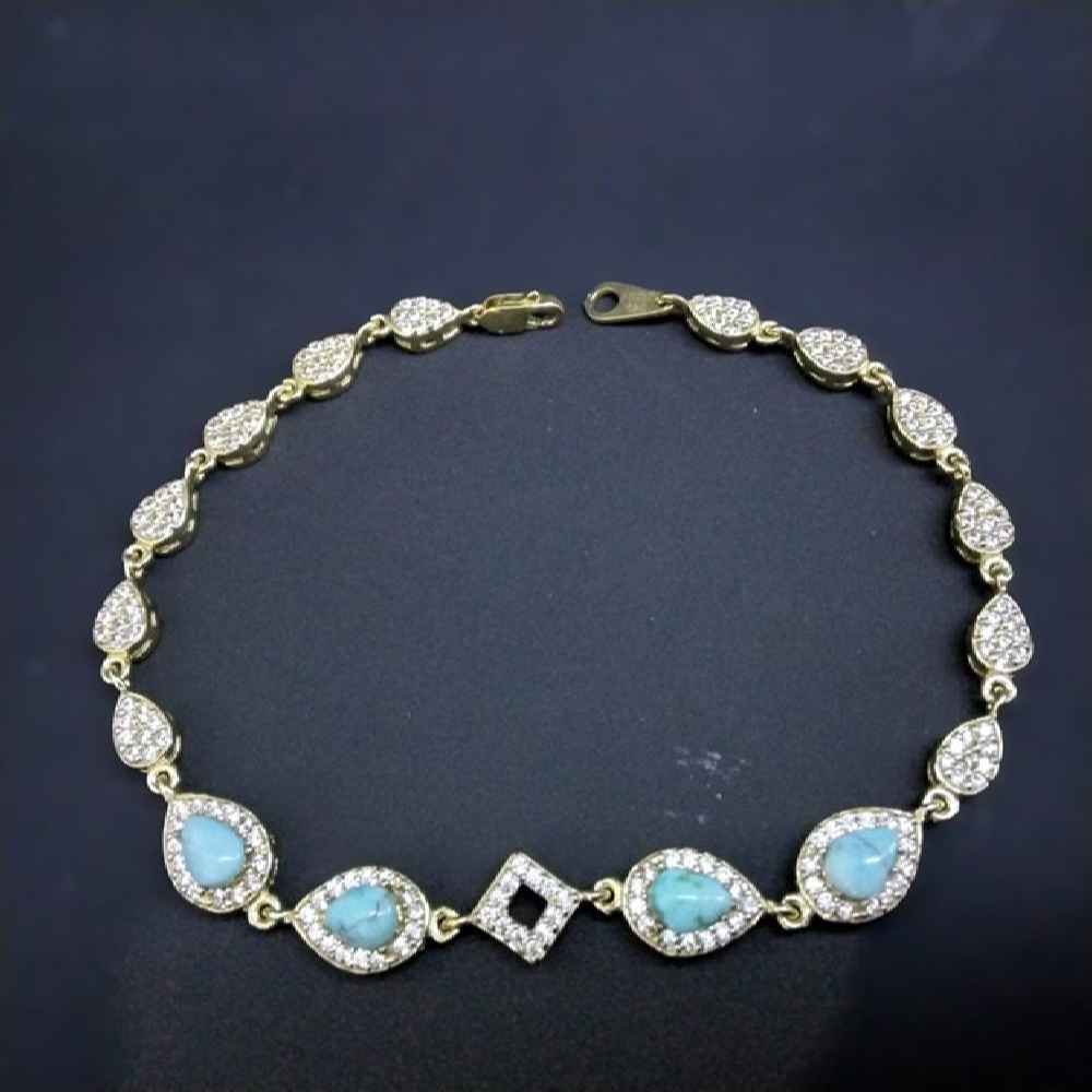 Silver Bracelet with Turquoise Gemstone for Women Mana