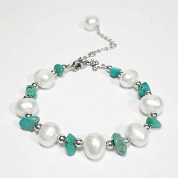 Silver Bracelet with Turquoise Gemstone for Women Disorganized