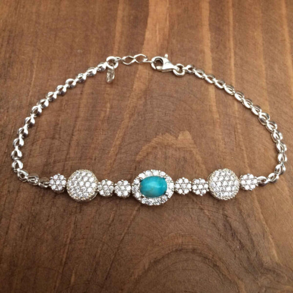 Silver Bracelet with Turquoise Gemstone for Women Sana