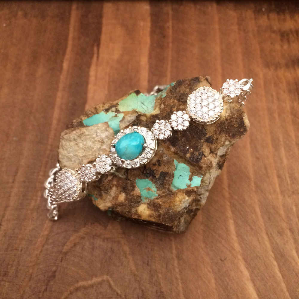 Silver Bracelet with Turquoise Gemstone for Women Sana