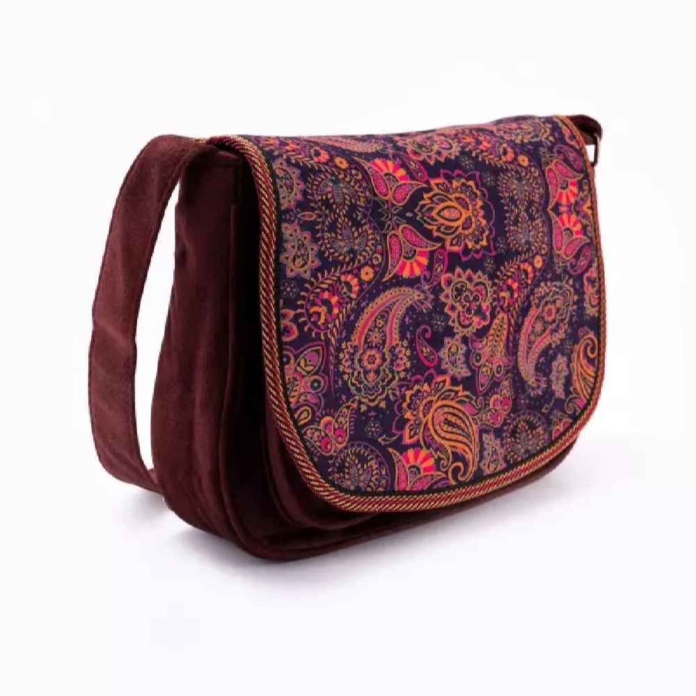 Bohemian Crossbody Shoulder Bag with Persian-Inspired Paisley Pattern