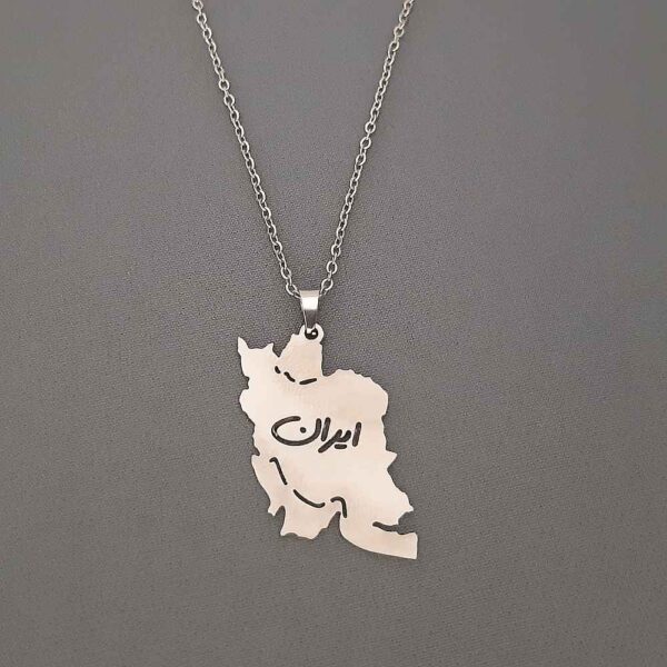 Minimalist Necklace Model Iran Typography and Map