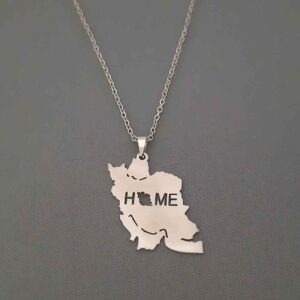 Minimalist Necklace Model Iran’s Map and Home Calligrpahy